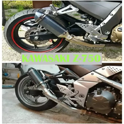 Εξάτμιση Kawasaki Z750 τοποθετημένη στη μοτοσυκλέτα