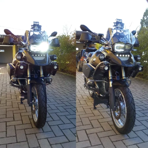 Φανάρι LED BMW R1200GS τοποθετημένο και αναμμένο