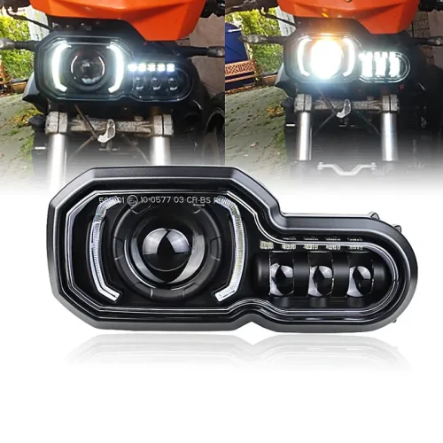 μπροστινό φανάρι BMW F650GS F800GS τοποθετημένο στη μοτοσυκλέτα αναμμένο LED φανάρι