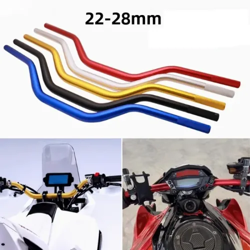 τιμόνι μηχανής fatbar 28mm αλουμινίου σε χρώματα και τοποθετημένο σε μοτοσυκλέτα