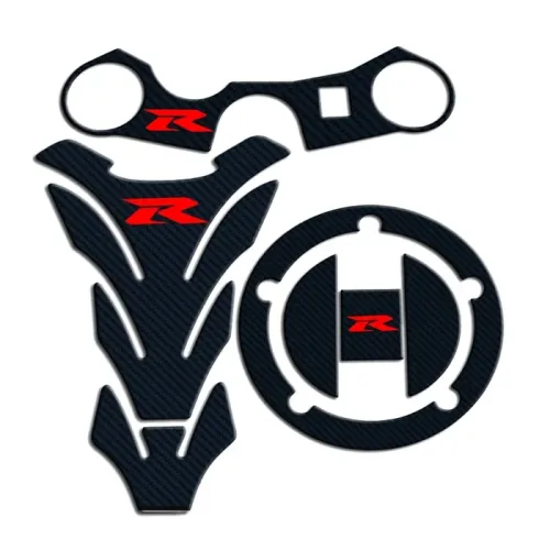Αυτοκόλλητα suzuki gsxr carbon 3D σιλικόνης σετ προστασίας 3 τεμαχίων με κόκκινο λογότυπο προϊόν πλήρης όψη